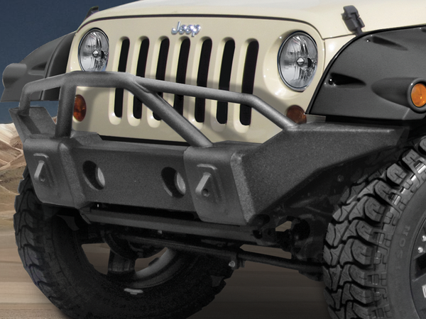 RAMPAGE PRODUCTS Marathon Front Bumper in Textured Black with Grille Guard  for 07-18 Jeep Wrangler JK u0026 JK Unlimited
