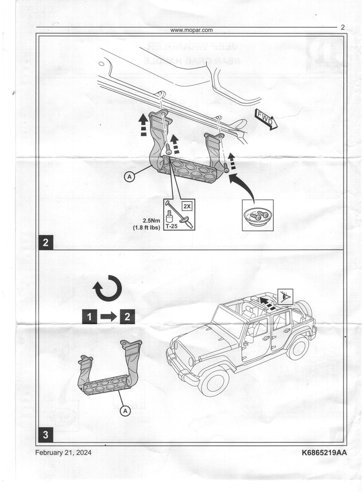 MOPAR Grab Handles for 2018-up Jeep Wrangler & 2020-up Gladiator JT