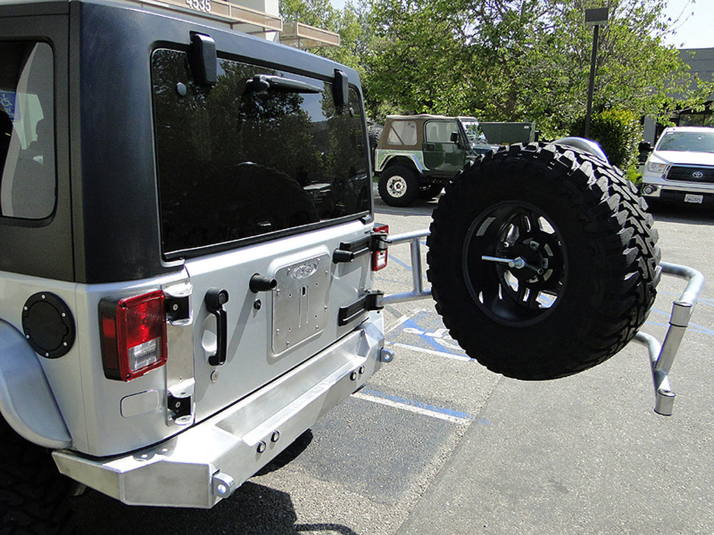 GENRIGHT OFFROAD Swing Our Tire Carrier, Aluminum for 07-18 Jeep Wrangler JK & JK Unlimited