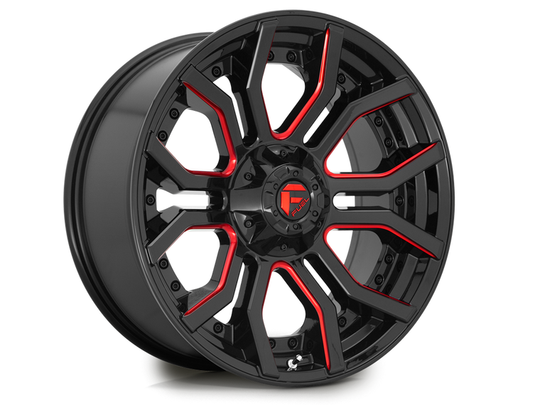 D712 RAGE Wheel - 20X10	5X127 - GLOSS BLACK RED TINTED CLEAR for 07-up Jeep Wrangler JK and JL & 20-up Gladiator JT