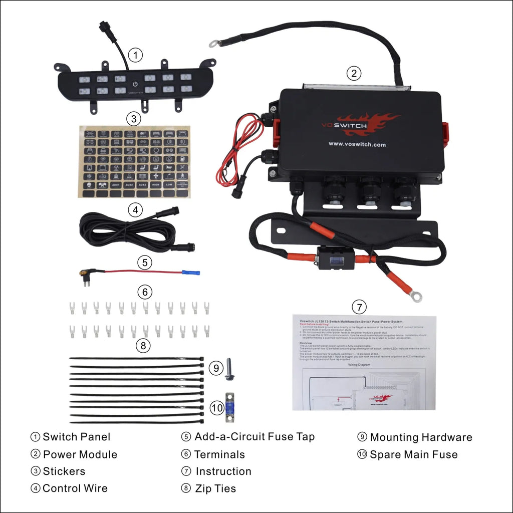 VOSWITCH Lower Dash Switch Panel for Jeep 18-up Jeep Wrangler & 20-up Gladiator JT