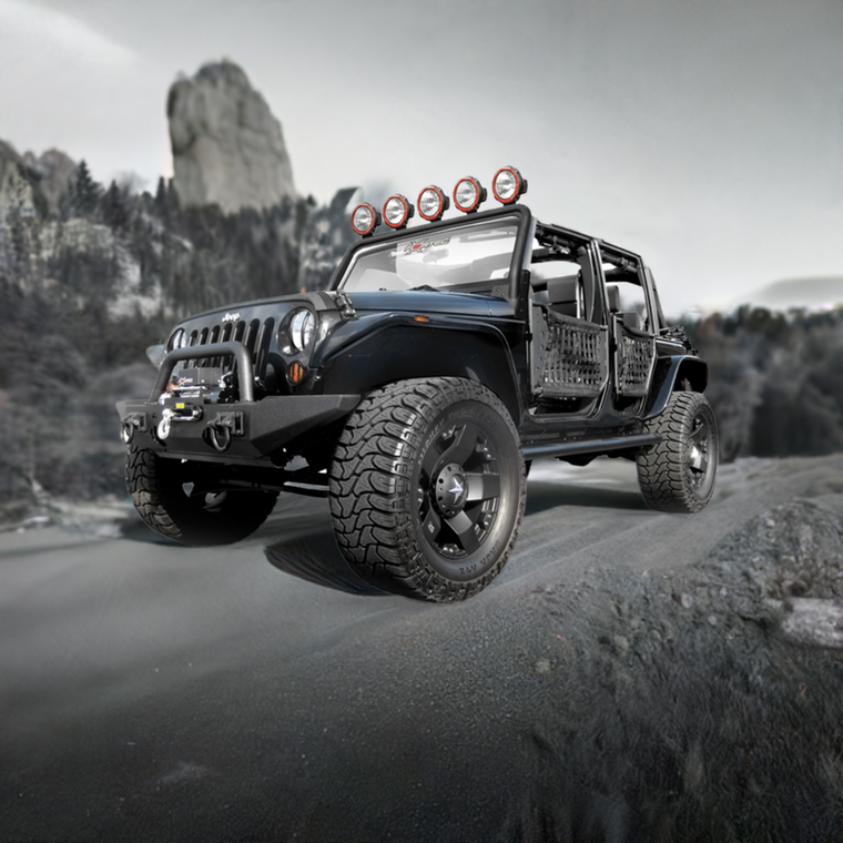 RUGGED RIDGE 5-Light Tab Full Frame Light Bar, Textured Black for 07-18 Jeep Wrangler JK & JK Unlimited