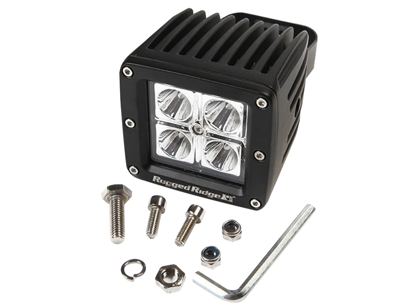 RUGGED RIDGE Square LED Driving Lights, 16W, 30,000 hours, 840 Lumens, Each for 3"