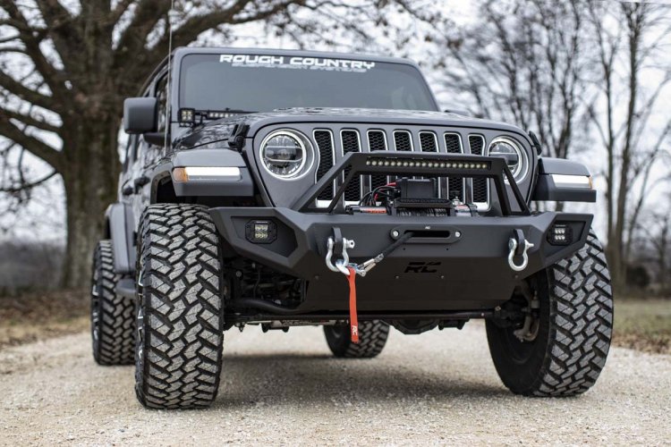 ROUGH COUNTRY Front Winch Bumper for 07-up Jeep Wrangler JK + JL & 20-up Jeep Gladiator JT