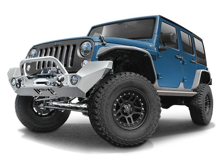 GENRIGHT OFFROAD Fortec Full Front Bumper with 2" Winch Guard, Aluminum for 07-18 Jeep Wrangler JK & JK Unlimited