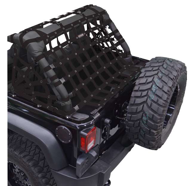 DIRTYDOG4x4 Netting 3pc Kit Cargo Sides, Black, 4-Door Only for 07-18 Jeep Wrangler JK Unlimited