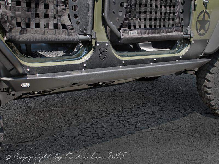 JCR Offroad Crusader Rock Sliders in Textured Black with LED Lights for 07-18 Jeep Wrangler JK & JK Unlimited