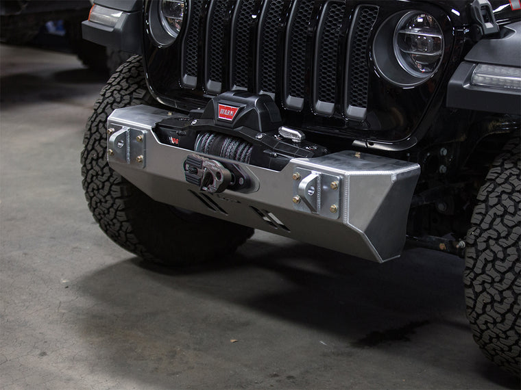 GENRIGHT OFFROAD Front Bumper Stubby, Aluminum (No Bars) for 18-up Jeep Wrangler JL & 20-up Jeep Gladiator JT