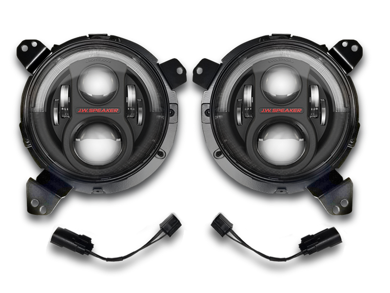 J.W. SPEAKER 7" 8700 Evolution J2-Series LED Headlight Kit, Pair WITH ADAPTER to fit 18-up Jeep Wrangler JL & JL Unlimited
