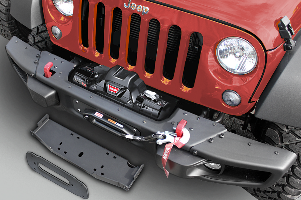MAXIMUS-3 Winch Mounting Plate for 07-18 Jeep Wrangler JK & JK Unlimited with 10th Anniversary Front Bumper