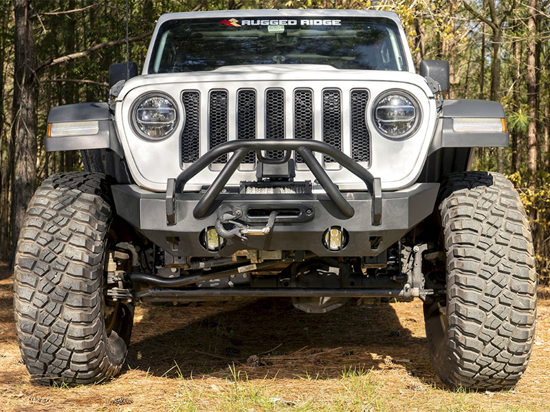 RUGGED RIDGE HD Bumper, Stubby, Front, 07-18 Jeep Wrangler JK, 18-up Jeep Wrangler JL and 20-up Jeep Gladiator JT