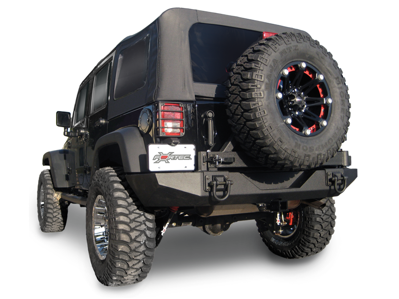 RUGGED RIDGE XHD Rear Bumper with Hummer Style Shackles, Textured Black for 07-18 Jeep Wrangler JK & JK Unlimited