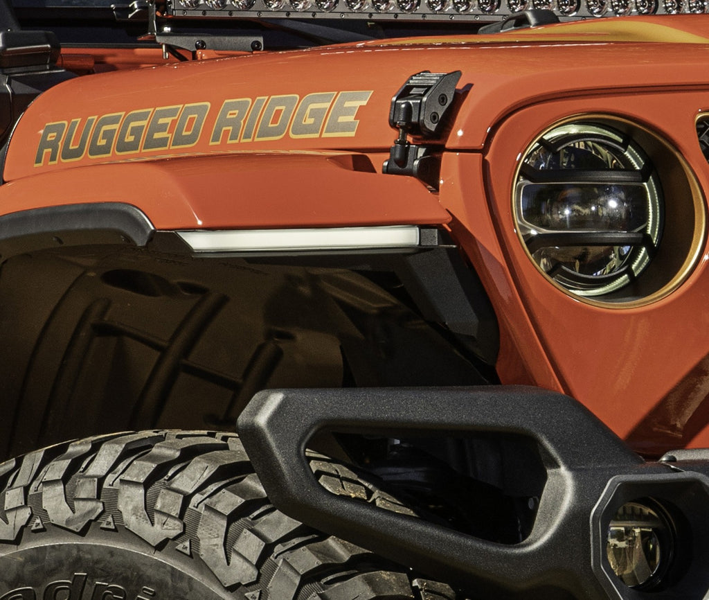 RUGGED RIDGE Chop Brackets w/ Daytime Running Lights, Front Fender Kit, Rubicon Only for 18-up Jeep Wrangler JL & JL Unlimited