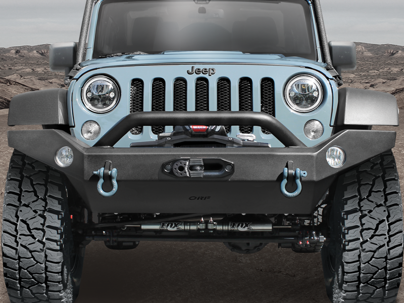 OR-FAB Full Width Front Bumper with Center Winch Mount and Center Hoop for 07-18 Jeep Wrangler JK & JK Unlimited