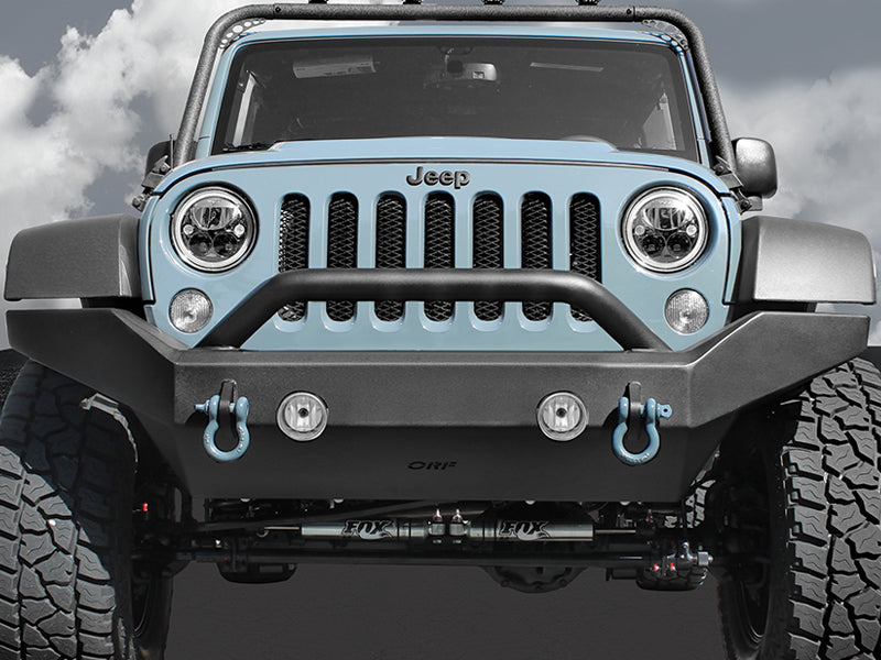 OR FAB Full Width, Center Fog Light Cut Outs, Hoop, Non Winch, Textured Black for 07-18 Jeep Wrangler JK & JK Unlimited