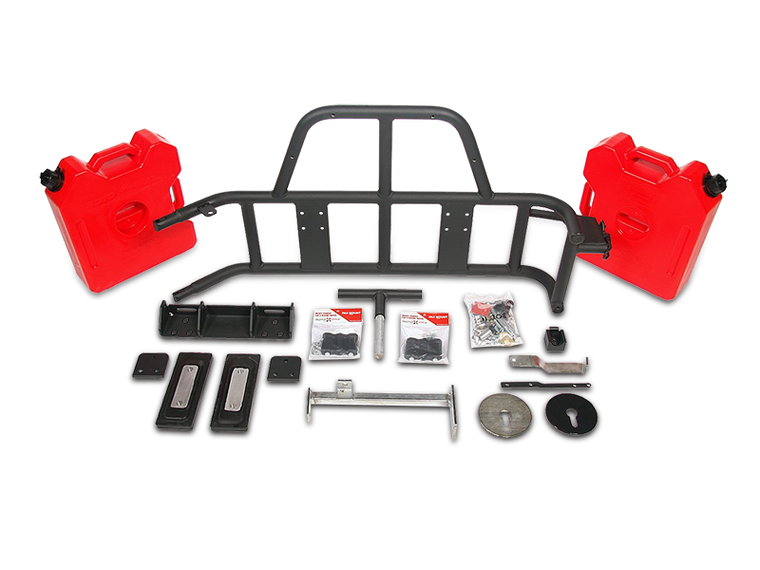 OR FAB Swing Away Tire Carrier with 2 RotopaX Fuel Cans, Textured Black for 07-18 Jeep Wrangler JK & JK Unlimited