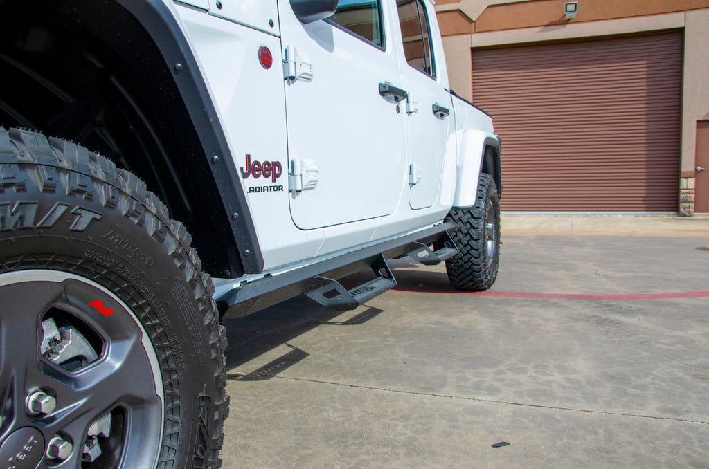 N-FAB Predator PRO with Dropped Step, 100% Full Aluminum, Textured Black, 4-Door Only for 20-up Jeep Gladiator