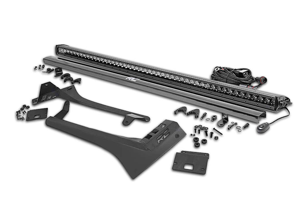 ROUGH COUNTRY 50-inch Straight LED Light Bar Upper Windshield Kit for 18-up Jeep Wrangler JL a& 20-up Gladiator JT