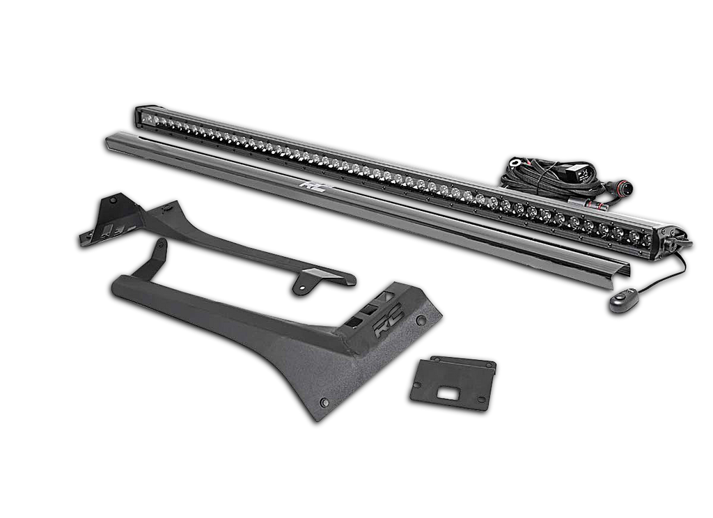 ROUGH COUNTRY 50-inch Straight LED Light Bar Upper Windshield Kit for 18-up Jeep Wrangler JL a& 20-up Gladiator JT