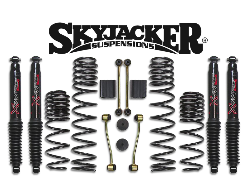 SKYJACKER 2.5" Suspension Kit Non-Rubicon with Dual Rate Springs and Black Multi-Stage Valved Shocks for 18-up Jeep Wrangler JL Unlimited