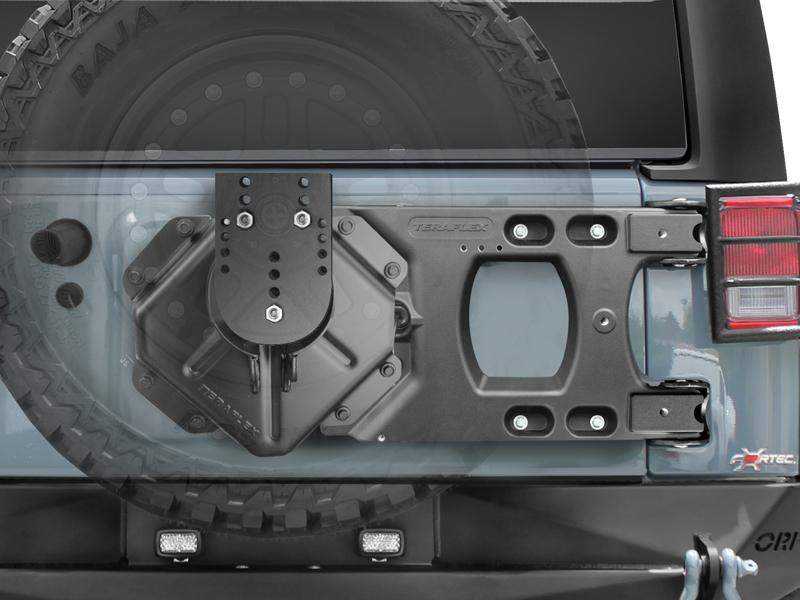 TERAFLEX HD Hinged Carrier & Spare Tire Mounting Kit for 07-18 Jeep Wrangler JK & JK Unlimited