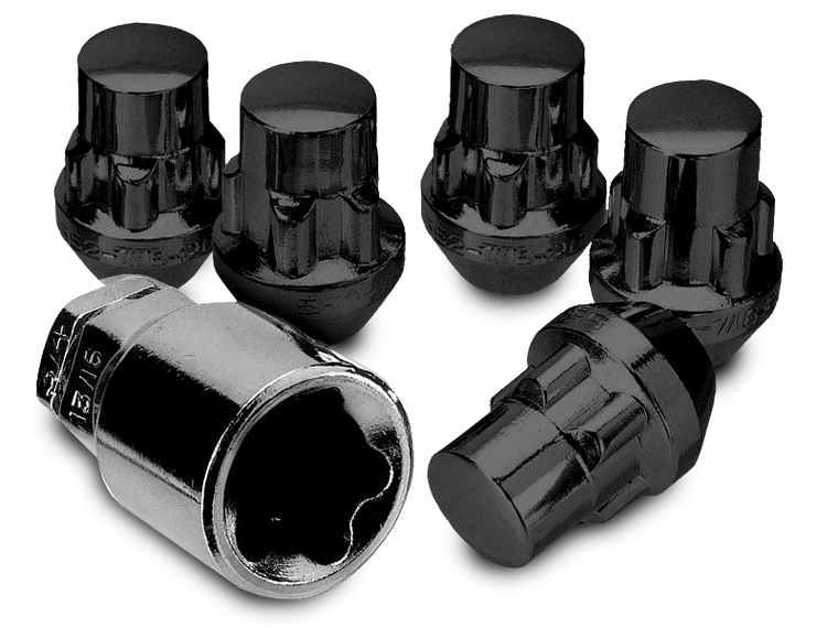 WHITE KNIGHT 1/2” Thread Steel Locking Lug Nut Kit for 76-18 Jeep CJ, Wrangler YJ, TJ & JK in Black or Chrome