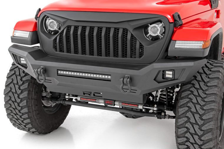 ROUGH COUNTRY Front Bumper w/ Skid Plate for 07-up Jeep Wrangler JK + JL & 20-up Jeep Gladiator JT <10635>
